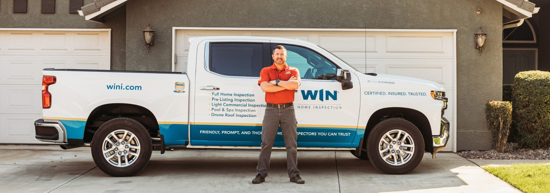 WIN Home Inspection truck and inspector